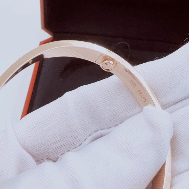 Cartier Love Classic 6.1mm Bangle Bracelet Double Screw 18k Rose Gold Size17