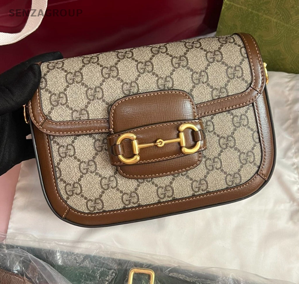 GUCCI 1955 Horse bit PM Monogram 2way Shoulder bag Canvas Brown Almost Brand NEW