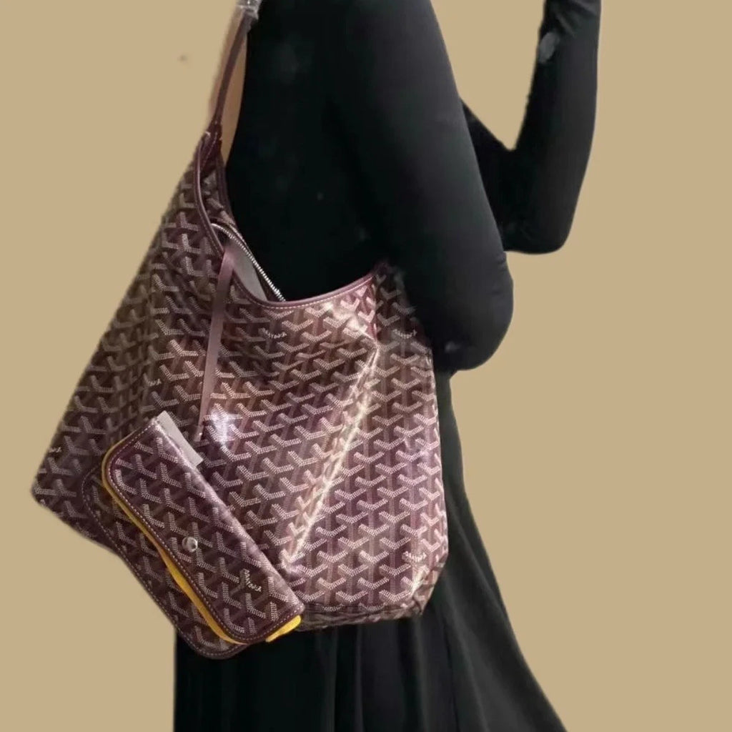 Goyard Boheme Hobo Shoulder Bag Red Silver Used Women Classic