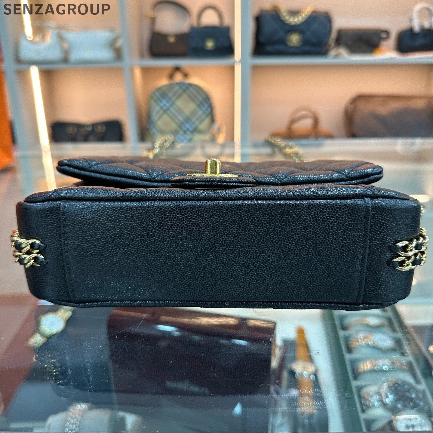 Chanel Quilted Black Square Mini Flap Bag with Gold Hardware
