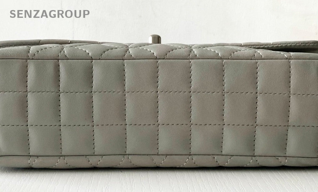 Chanel Classic Flap Mini Chain Shoulder Bag Crossbody Gray Silver Women Designer