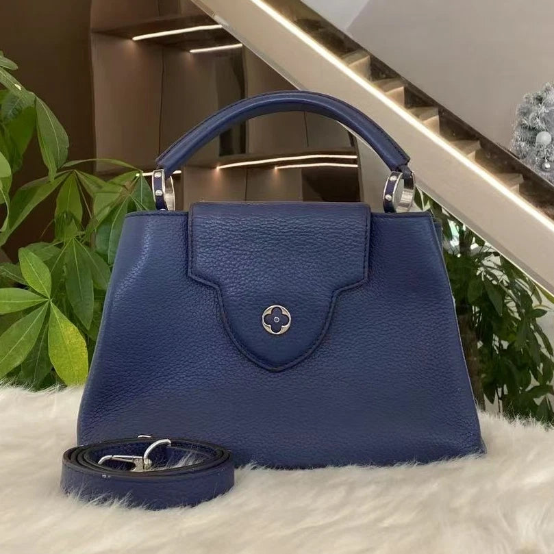 Louis Vuitton Capucines BB Handbag Blue Silver Classic Women's Bag