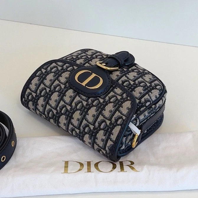 Dior Saddle Gold Navy Shoulder Bag Crossbody Excellent