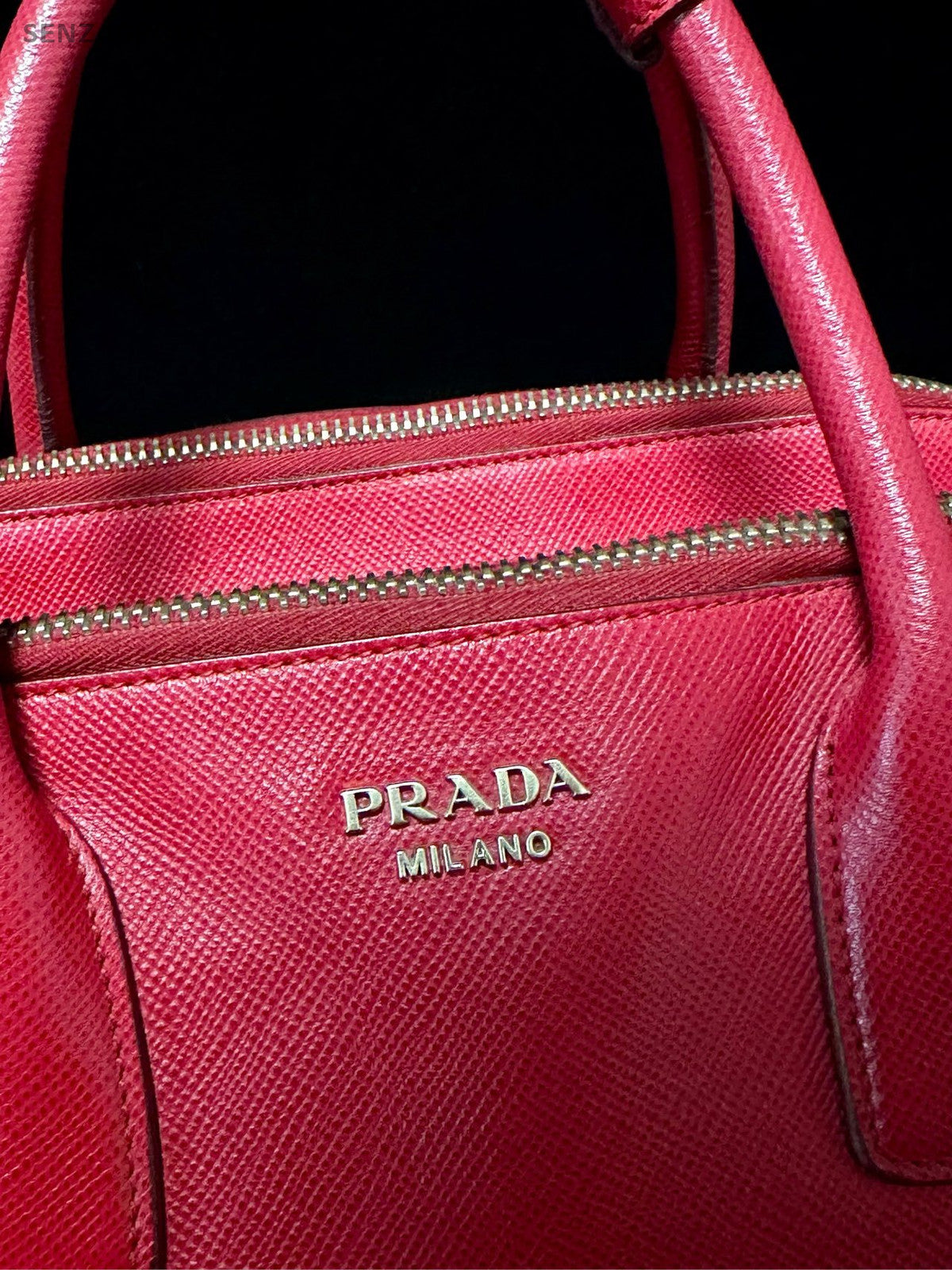 Prada Saffiano Lux Galleria Tote Bag Large Red Women Classic Fashion