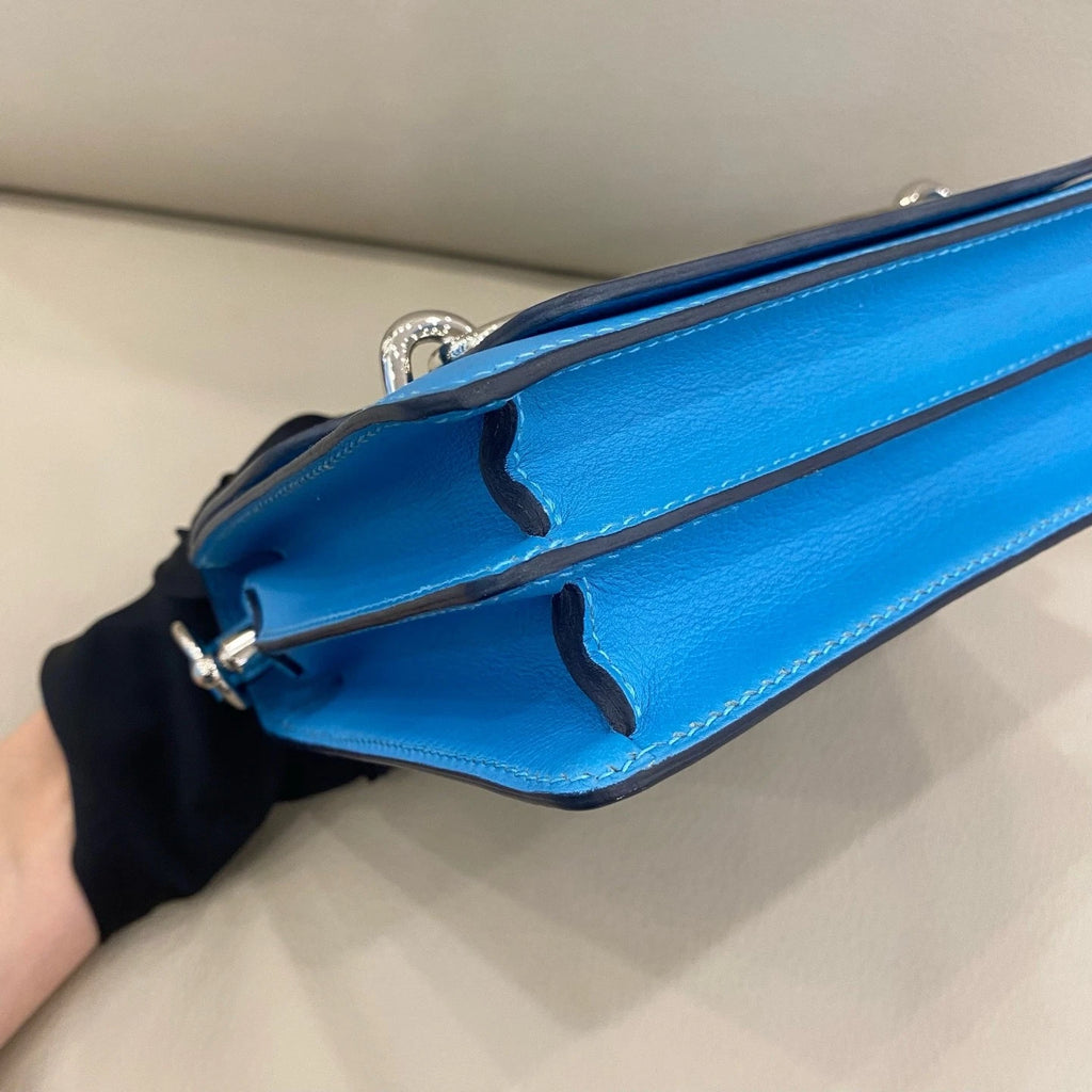 Hermes Roulis19 Women Blue Leather Shoulder Crossbody Bag