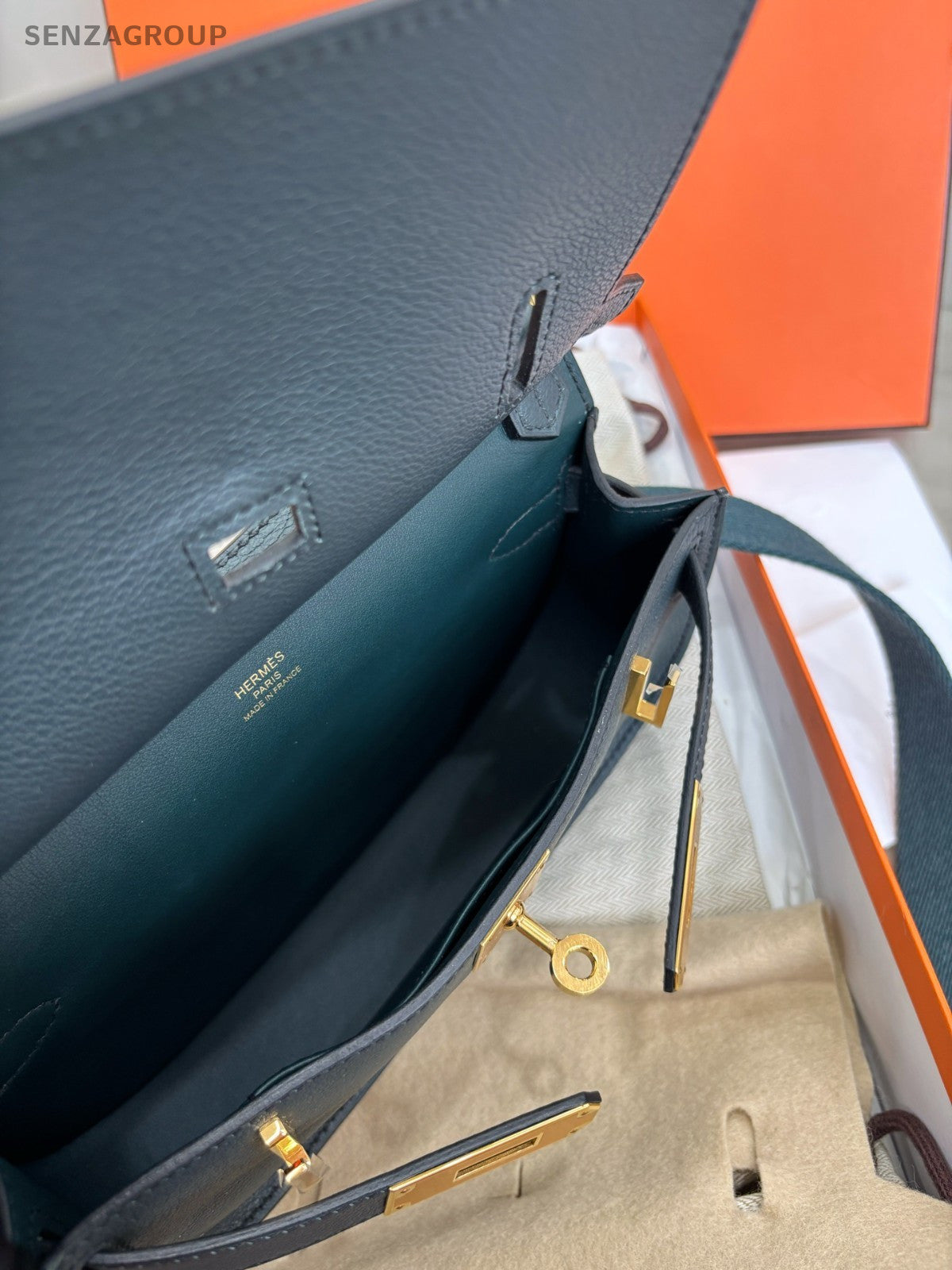 Hermes Evercolor Mini Shoulder Bag Green Gold Used Women Designer