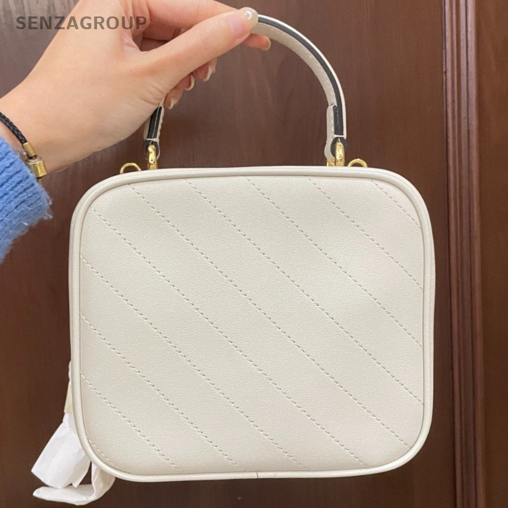 Gucci Blondie 2Way Crossbody Top Handle Bag White Gold Women Classic Fashion