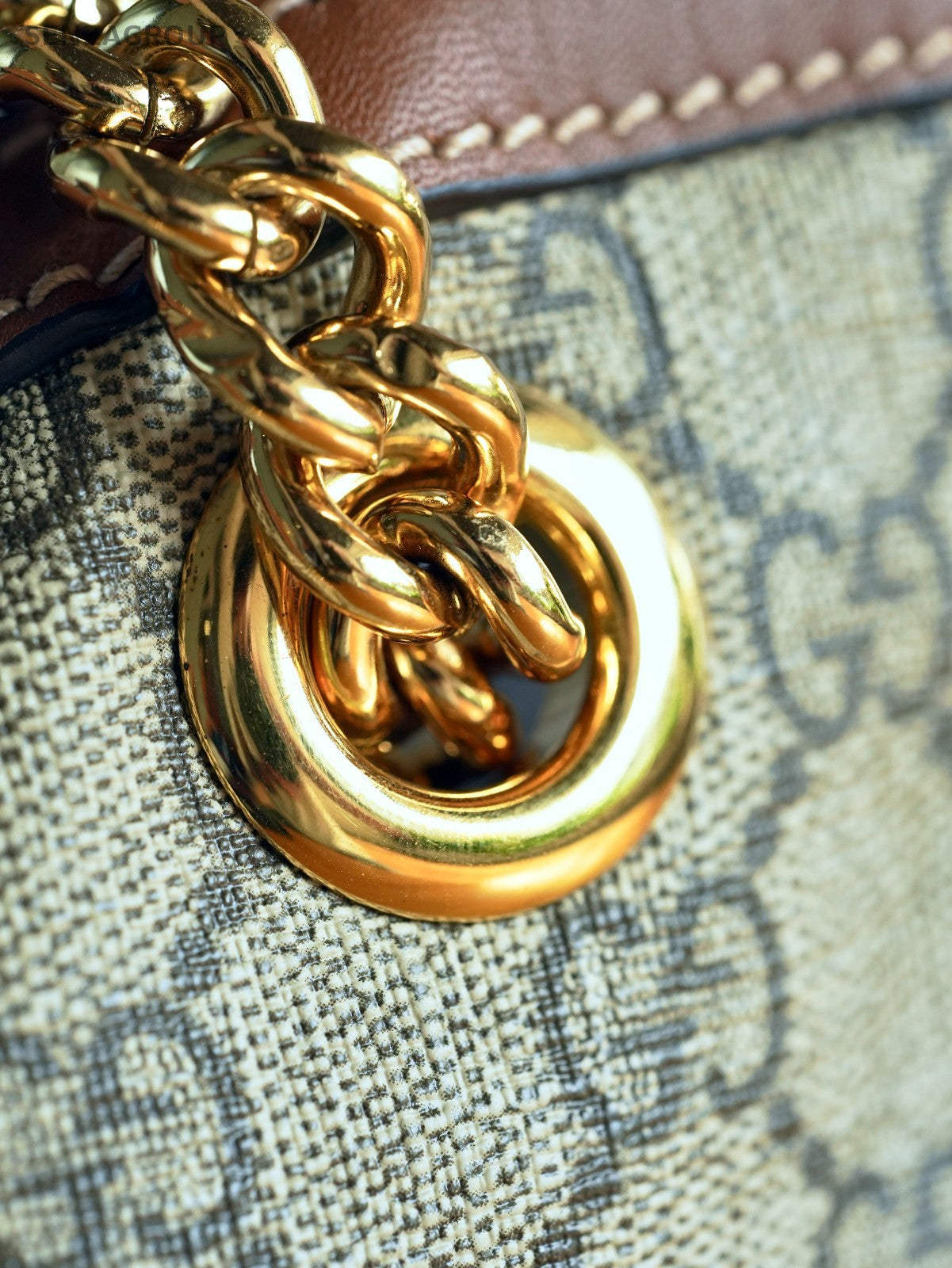 GUCCI Padlock Medium Brown gold Shoulder Handbag Canvas tote