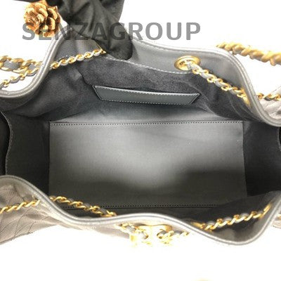 Chanel Classic Small Flap Bag Grey Gold Chain Shoulder Crossbody Women