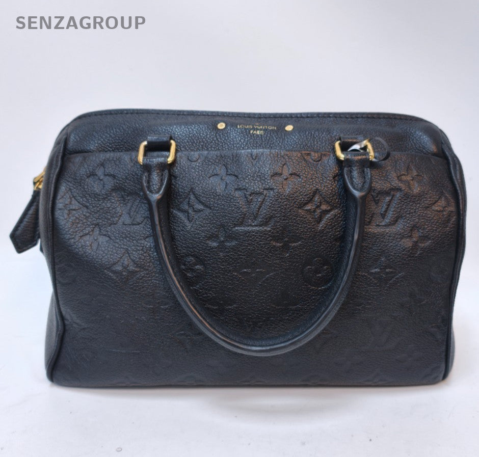 Louis Vuitton Speedy Monogram Top Handle Bag Crossbody Black Gold Women Classic