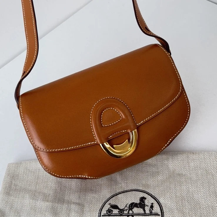Hermes Cherche Midi18 Mini Butler Shoulder Bag Crossbody Brown Gold Hardware