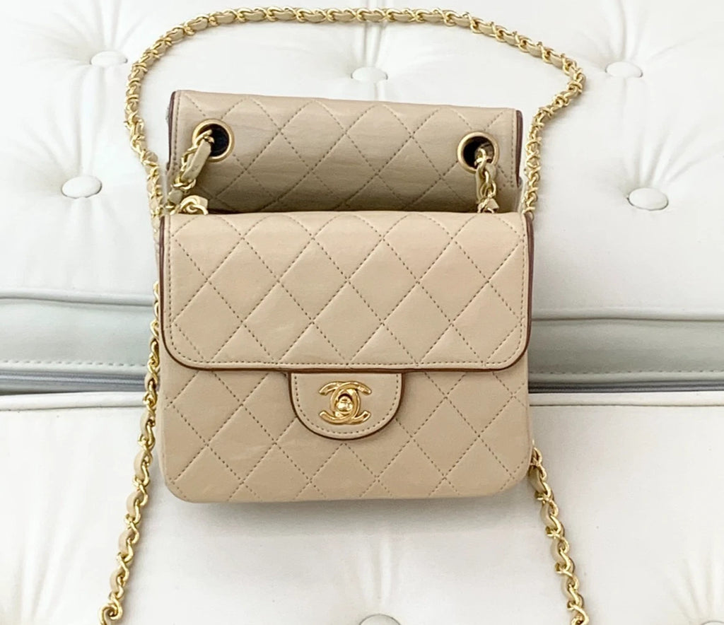 Chanel Vintage Lambskin Shoulder Bag Crossbody Bag Women S