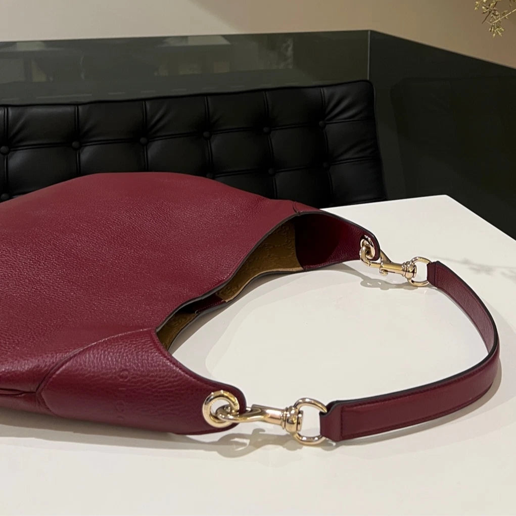 Gucci Body Hobo Shoulder Bag Red Gold Buckle Classic Women's