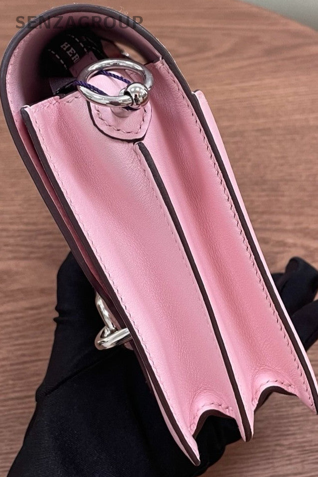 Hermes Roulis 2Way Shoulder Bag Crossbody Pink Silver Women Classic Designer
