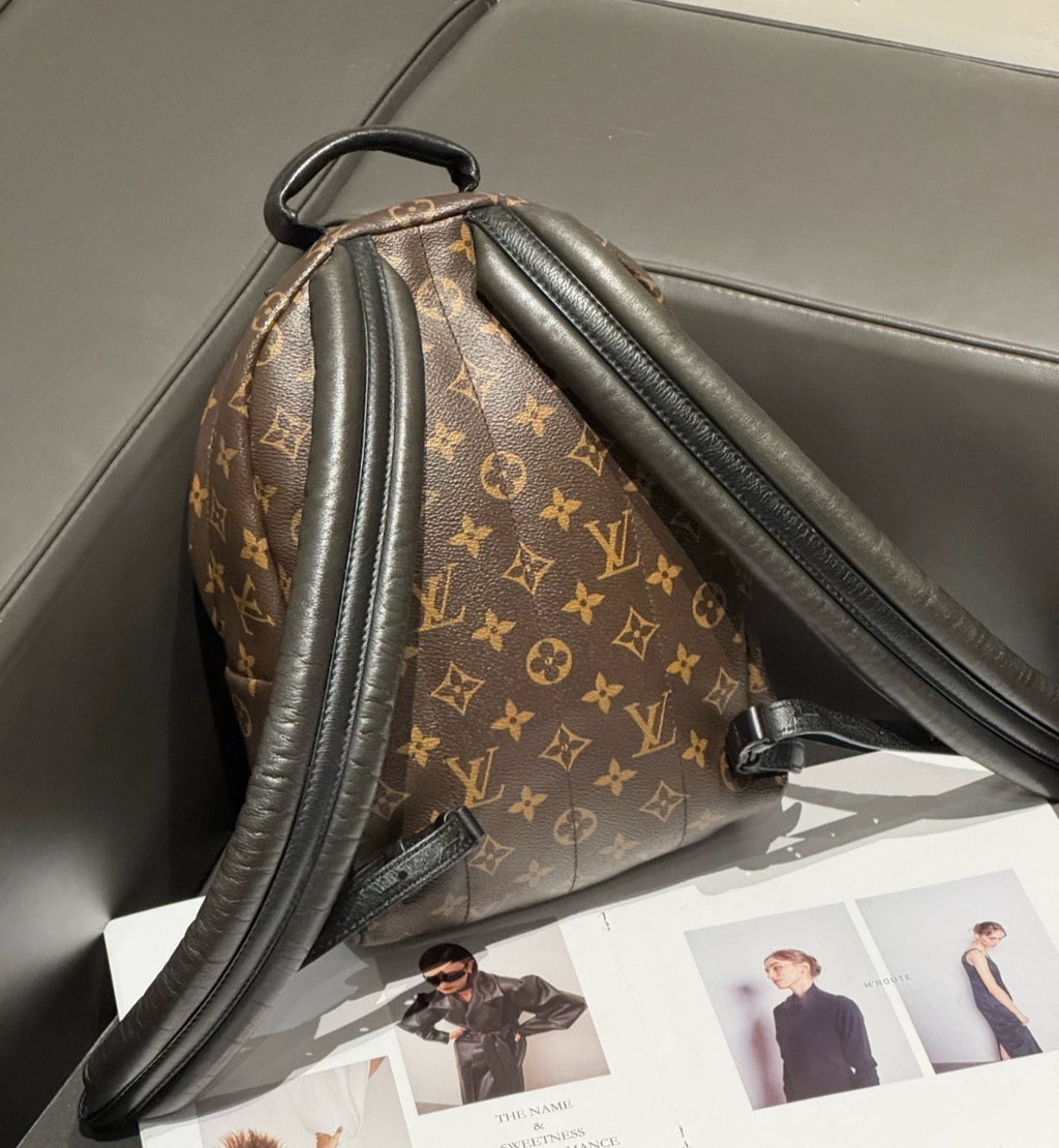 Louis Vuitton Palm Springs Monogram Canvas Backpack Brown Gold Women Classic