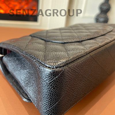 Chanel Classic Flap Black Silver Quilted Chain Shoulder Bag Women's Fashion