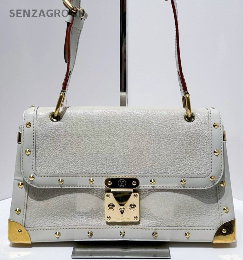 Louis Vuitton Lambskin Shoulder Bag White Gold Used Women Classic