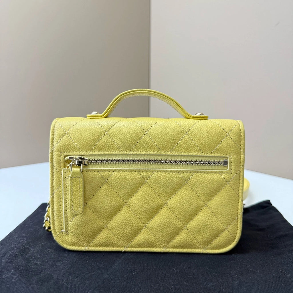 CHANEL Mini Messenger Shoulder Crossbody Bag Yellow For Women