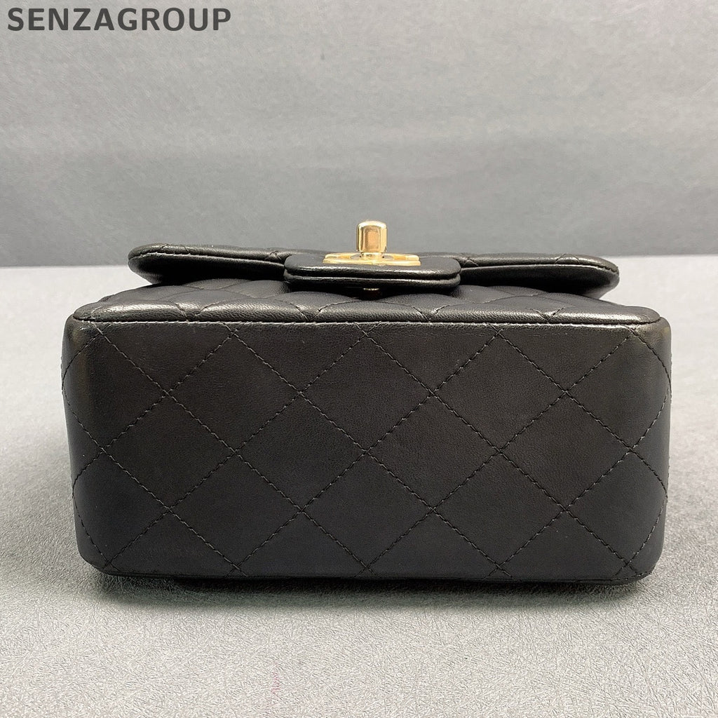 Chanel Classic Flap Black Gold Lambskin Chain Shoulder Crossbody Bag