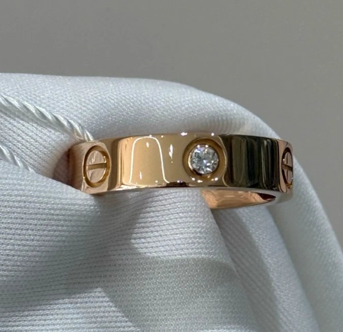 Cartier Love 18k Rose Pink Gold 3 Diamonds Wide Band Ring EU59/US8.75