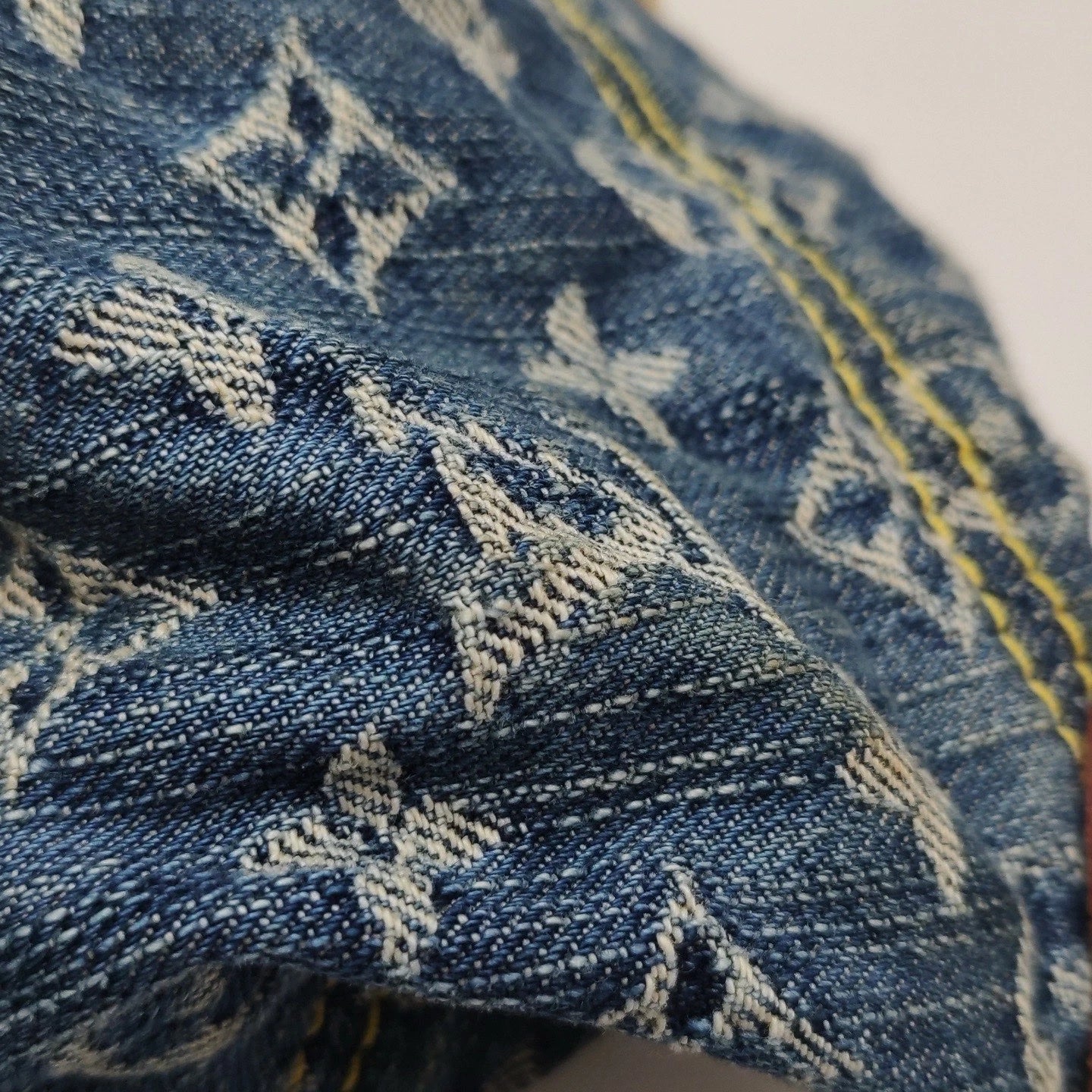 Louis Vuitton Cabby Denim Monogram Tote Top Handle Crossbody Bag Blue Women