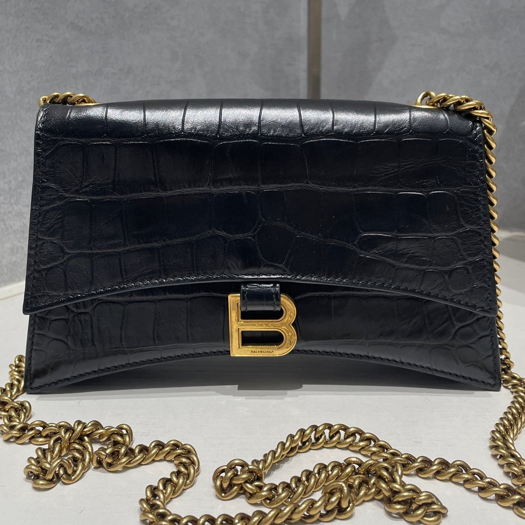 Balenciaga Crush Mini Black Gold Chain Shoulder Crossbody Bag