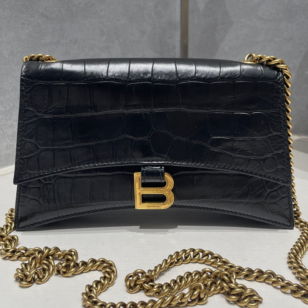 Balenciaga Crush Mini Black Gold Chain Shoulder Crossbody Bag