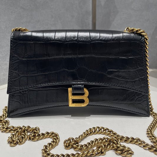 Balenciaga Crush Mini Black Gold Chain Shoulder Crossbody Bag