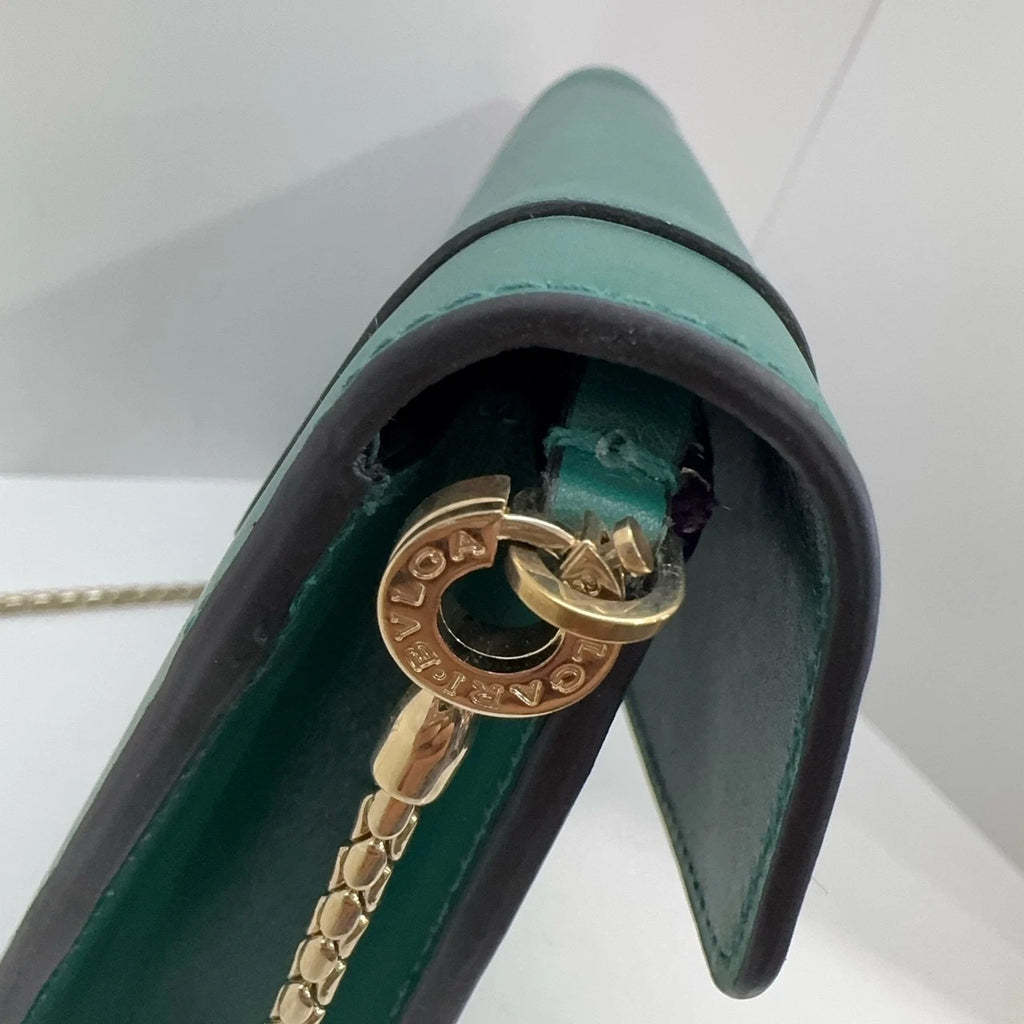 Bvlgari Snake Head Chain Shoulder Crossbody Bag For Women Emerald Green