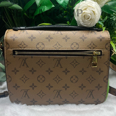 Louis Vuitton Monogram Canvas Pochette Metis Crossbody Bag Brown Gold