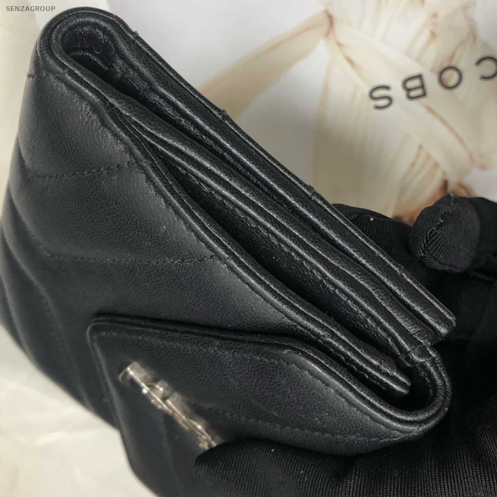 YSL Black Lambskin Wallet Silver Hardware Women's Classic