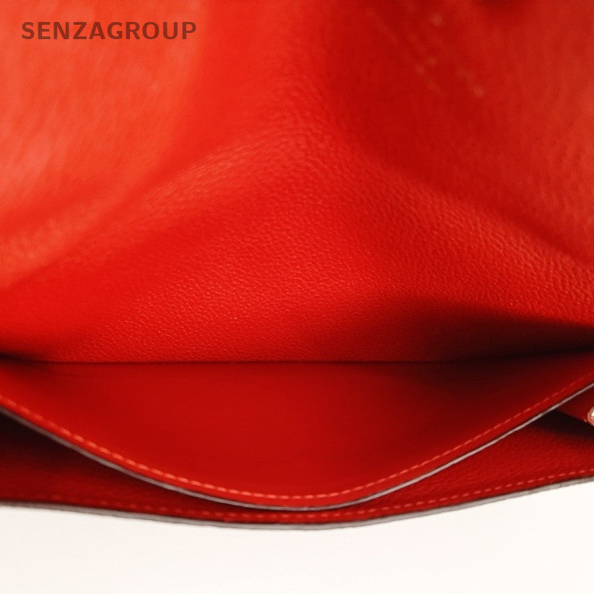 Louis Vuitton Monogram Clutch Long Wallet Orange Gold Women Classic