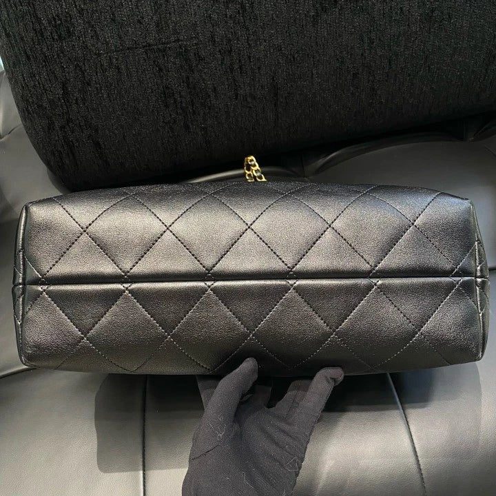 Chanel Hobo Brown Suede Calfskin Lambskin Top Handle Shoulder Bag Women D