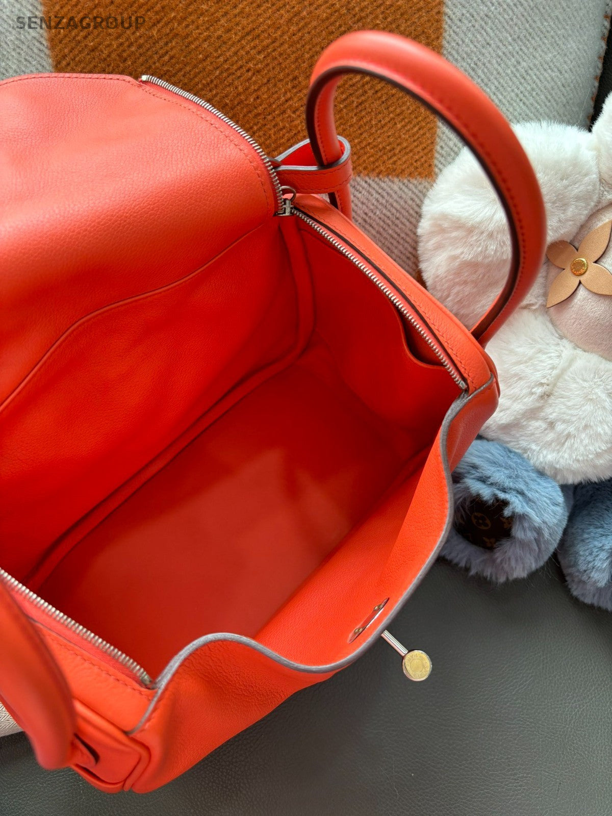 Hermes Lindy26 Shoulder Bag Orange Silver Used Women Classic Designer