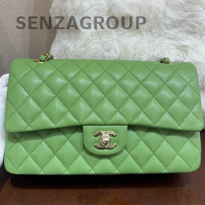 Chanel Classic Flap Medium Green Gold Hardware Quilted Shoulder Bag