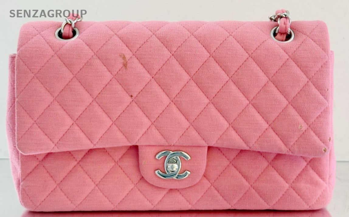 Chanel Classic Flap Chain Shoulder Bag Pink Silver Diamond Used Women Designer