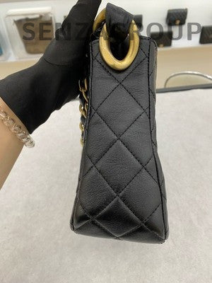 Chanel Quilted Black Gold Chain Hobo Shoulder Bag - Classic Fashion