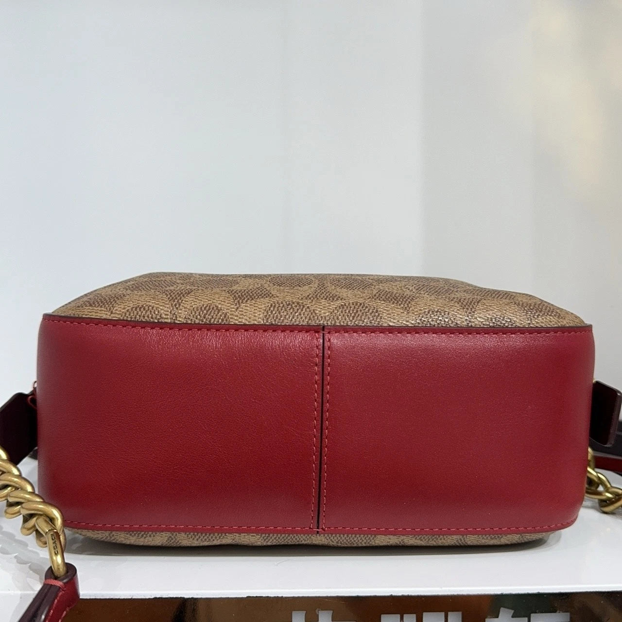 Coach Burgundy Monogram Canvas Crossbody Shoulder Bag For Women