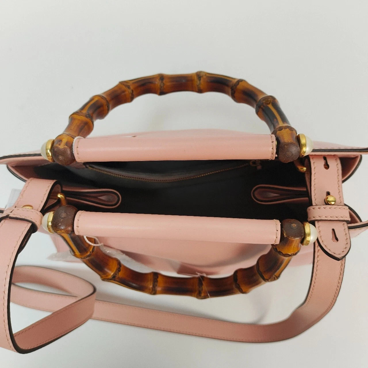 SJ0001 Gucci Nymphaea Pink Smooth Calfskin Bamboo Top Handle Bag XP02052
