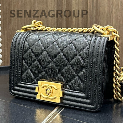 Chanel Le Boy Mini Black Gold Chain Shoulder Crossbody Bag Classic