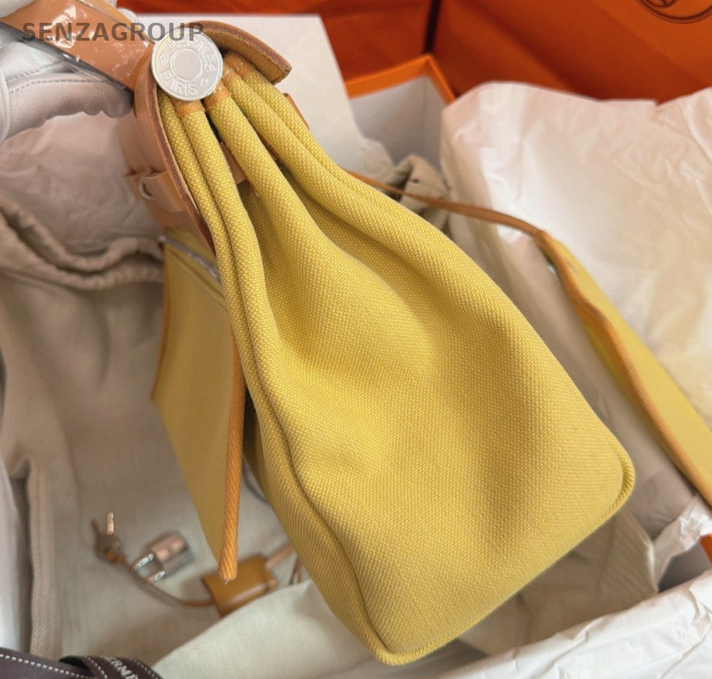 Hermes Herbag31 Top Handle Shoulder Crossbody Yellow Silver Used Women Classic
