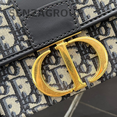 Dior Classic Oblique Box Bag Black Gold Shoulder Crossbody Women's Fashion