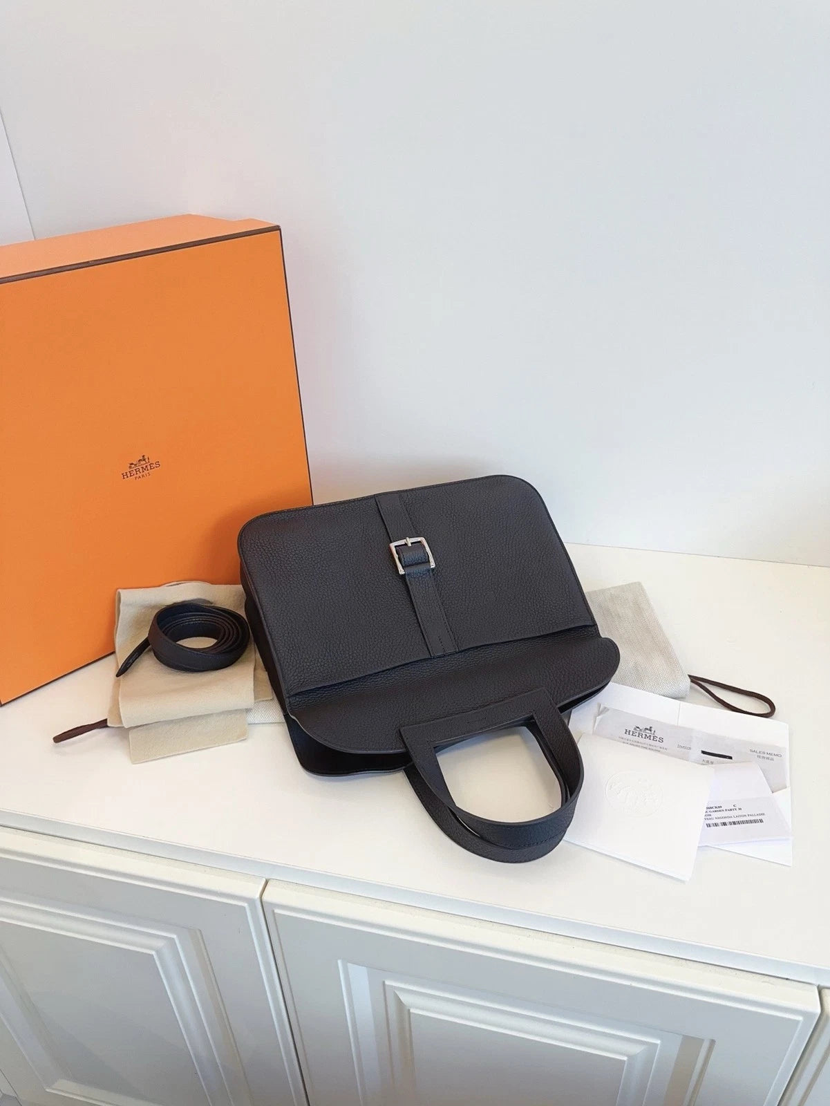 Hermès Halzan 31 Messenger Crossbody Bag Multi-Function<wbr/>al Daily Black