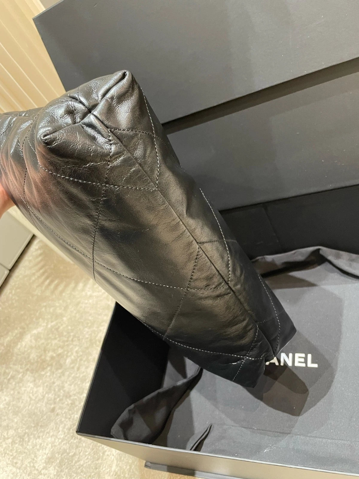 CHANEL 22BAG Black Gold Small Tote Bag For Women