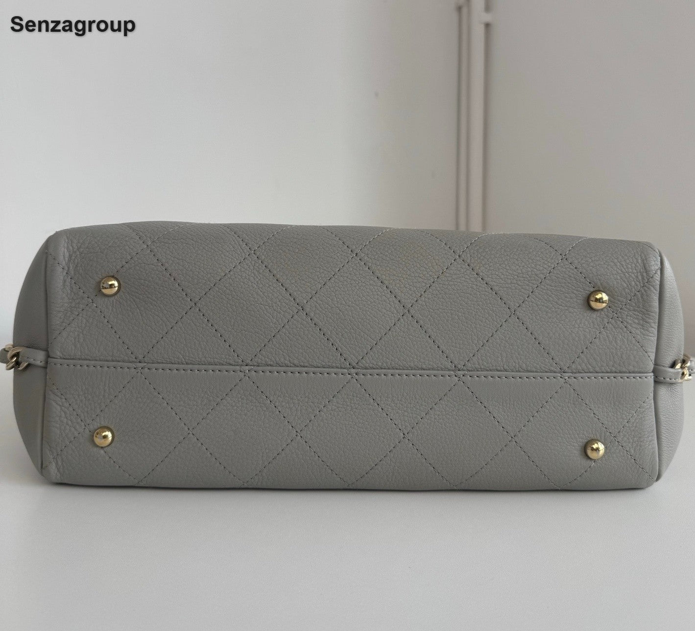 Chanel Diamond Tote Chain Top Handle Shoulder Bag Gray Silver Women Classic