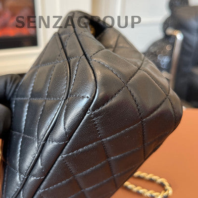 Chanel Classic Flap Black Gold Lambskin Chain Shoulder Crossbody Bag