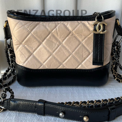 Chanel Gabrielle Small Chain Shoulder Crossbody Bag Beige Black