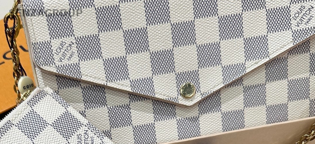 Louis Vuitton Damier Azur Shoulder Crossbody Bag Blue Almost Brand New Women