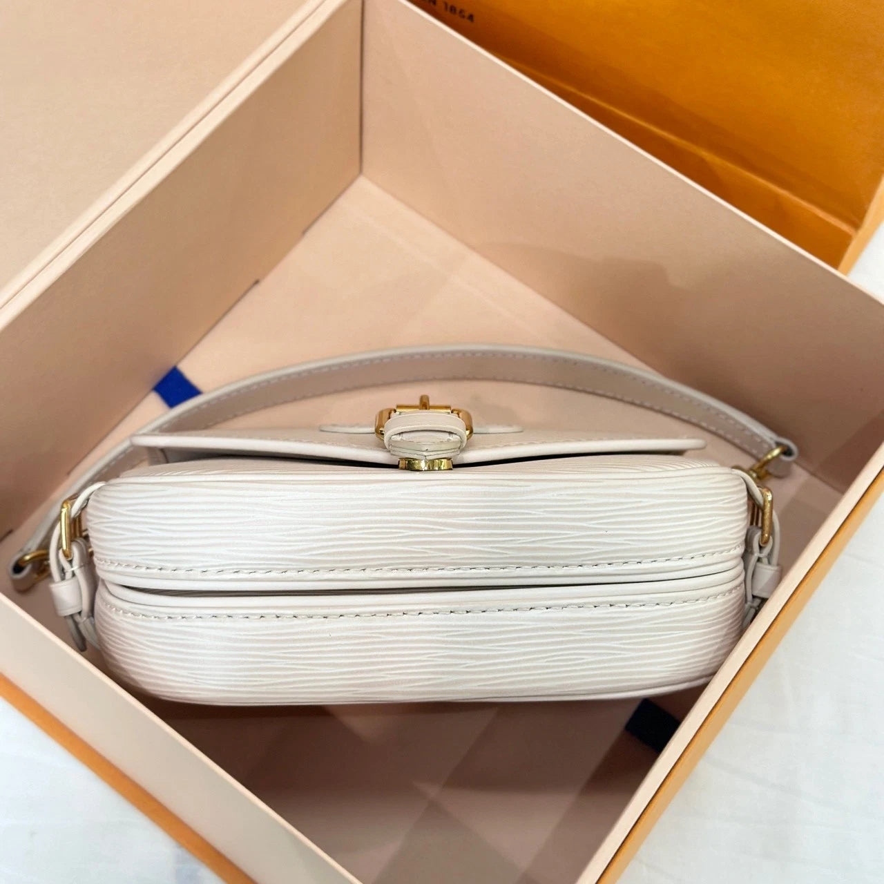 Louis Vuitton White Leather Saumur BB Crossbody Bag For Women