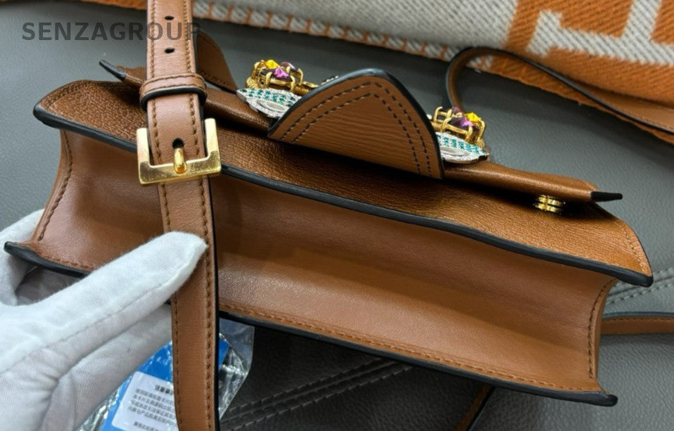 Miumiu SunFlower Gemstone bag golden brown Women Crossbody Shoulder bag